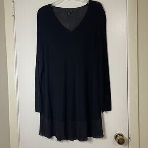 NWOT Eileen Fisher Black vneck long sleeve tunic top XL